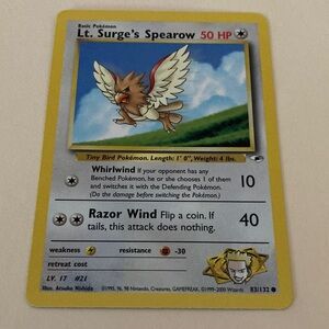 Vintage Lt. Surge's Spearow Card